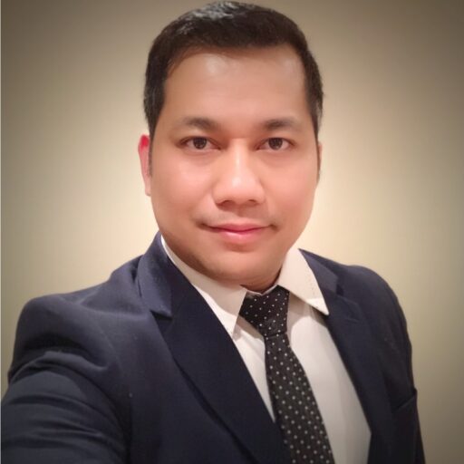 A man in his corporate outfit